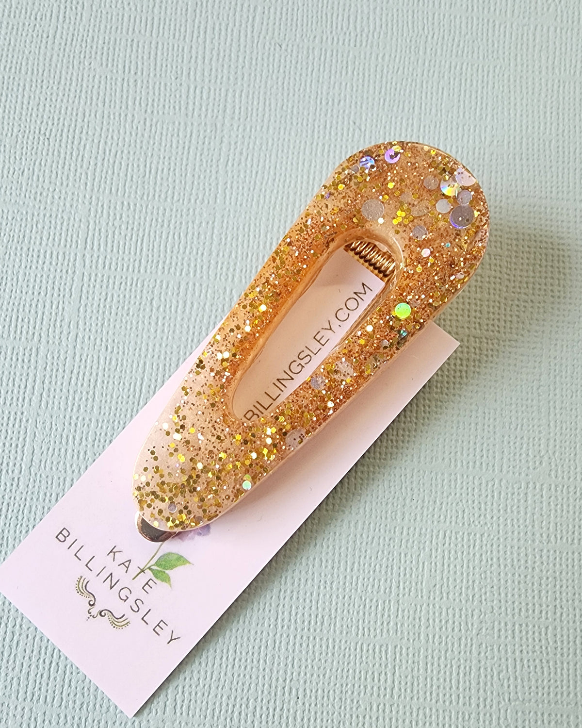 Gold Glitter Resin Hairclip #3