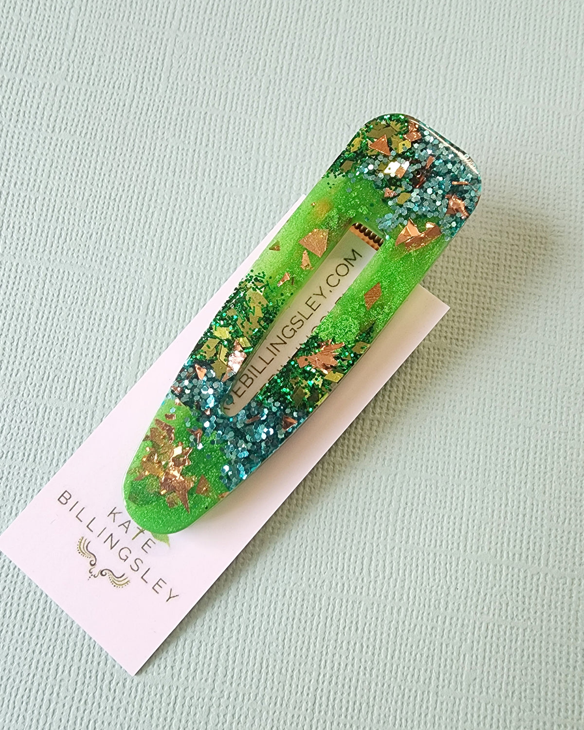 Green Glitter Resin Hairclip