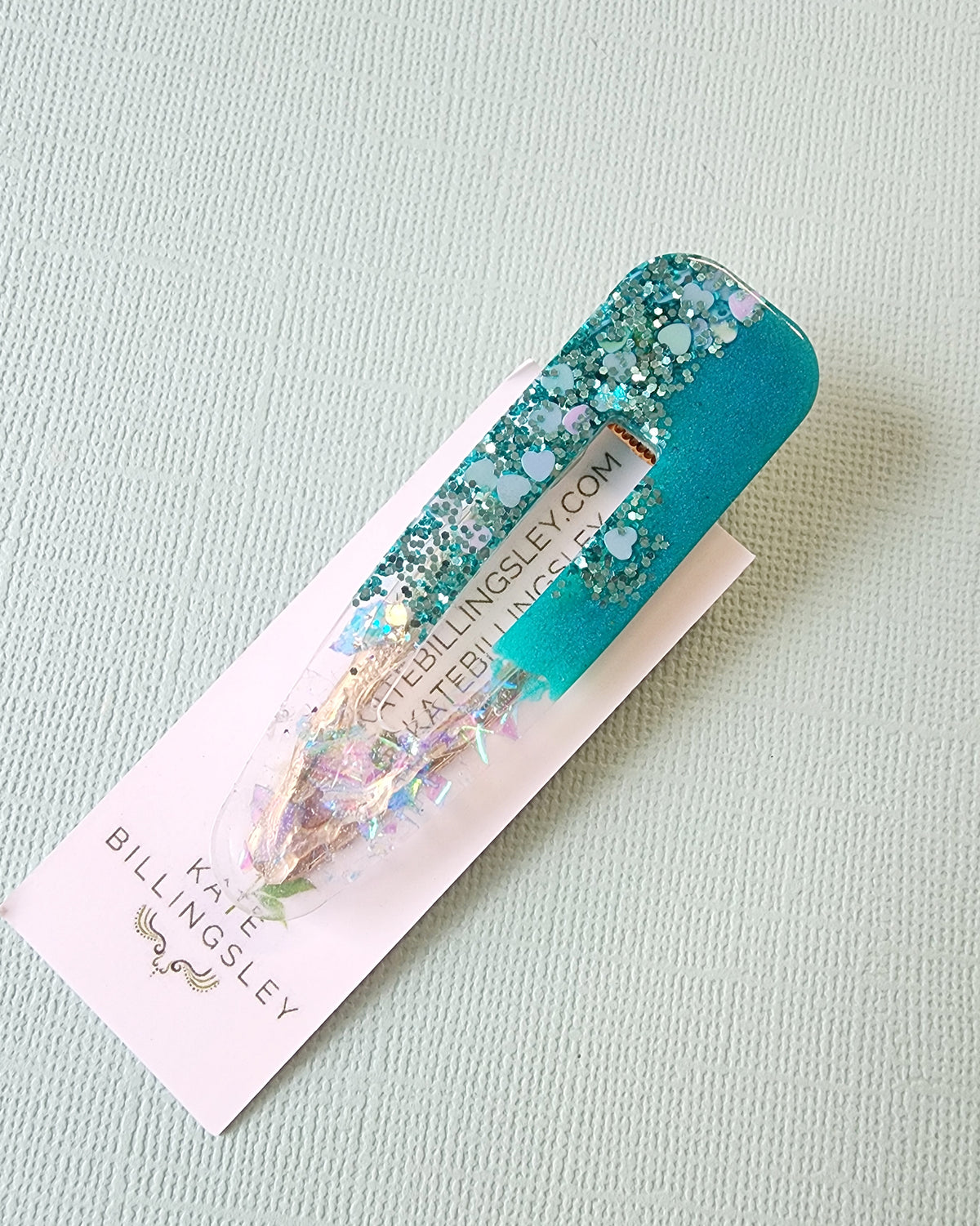 Aqua Glitter Resin Hairclip