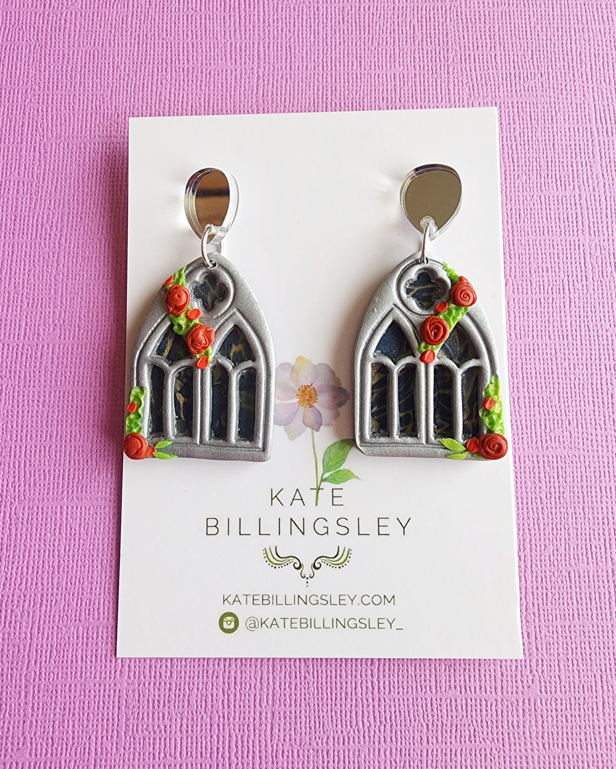 Dark Romance Gothic Arches Statement Large Earrings - Polymer Clay