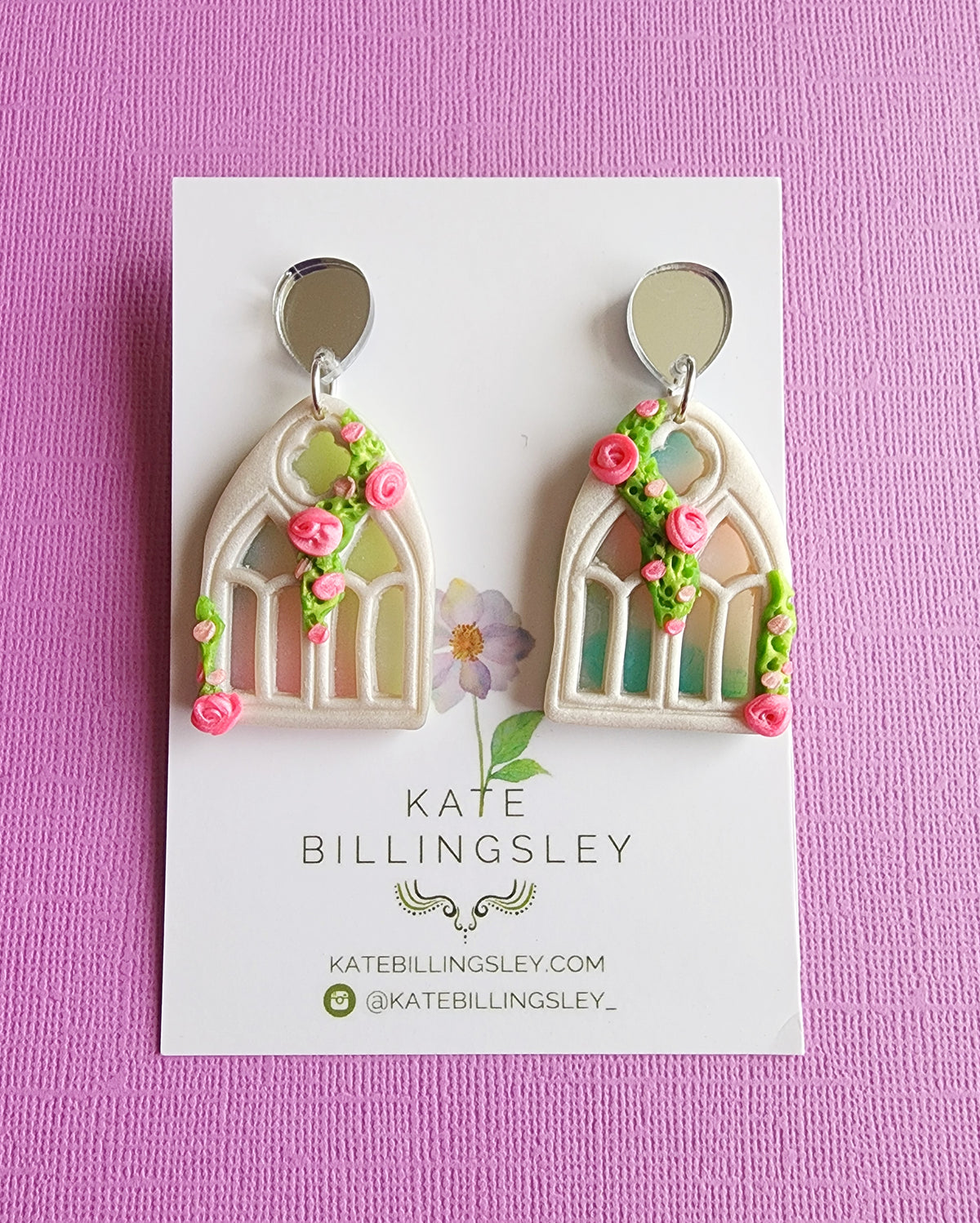 Ethereal Gothic Arches Statement Large Earrings - Polymer Clay