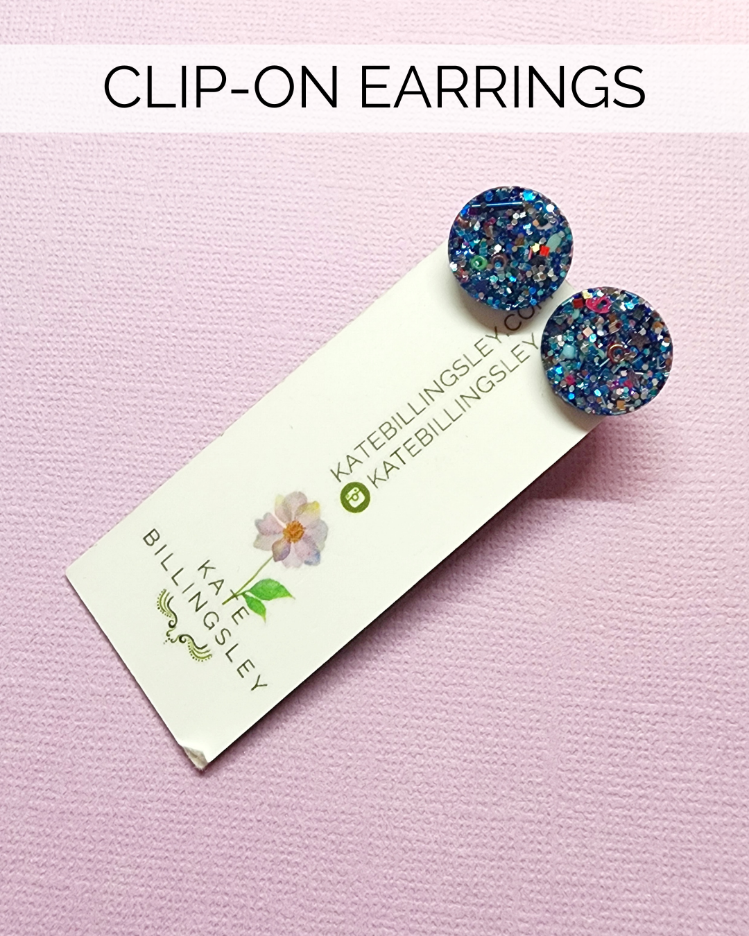 CLIP ON Blue Glitter Round Mini Clip-ons