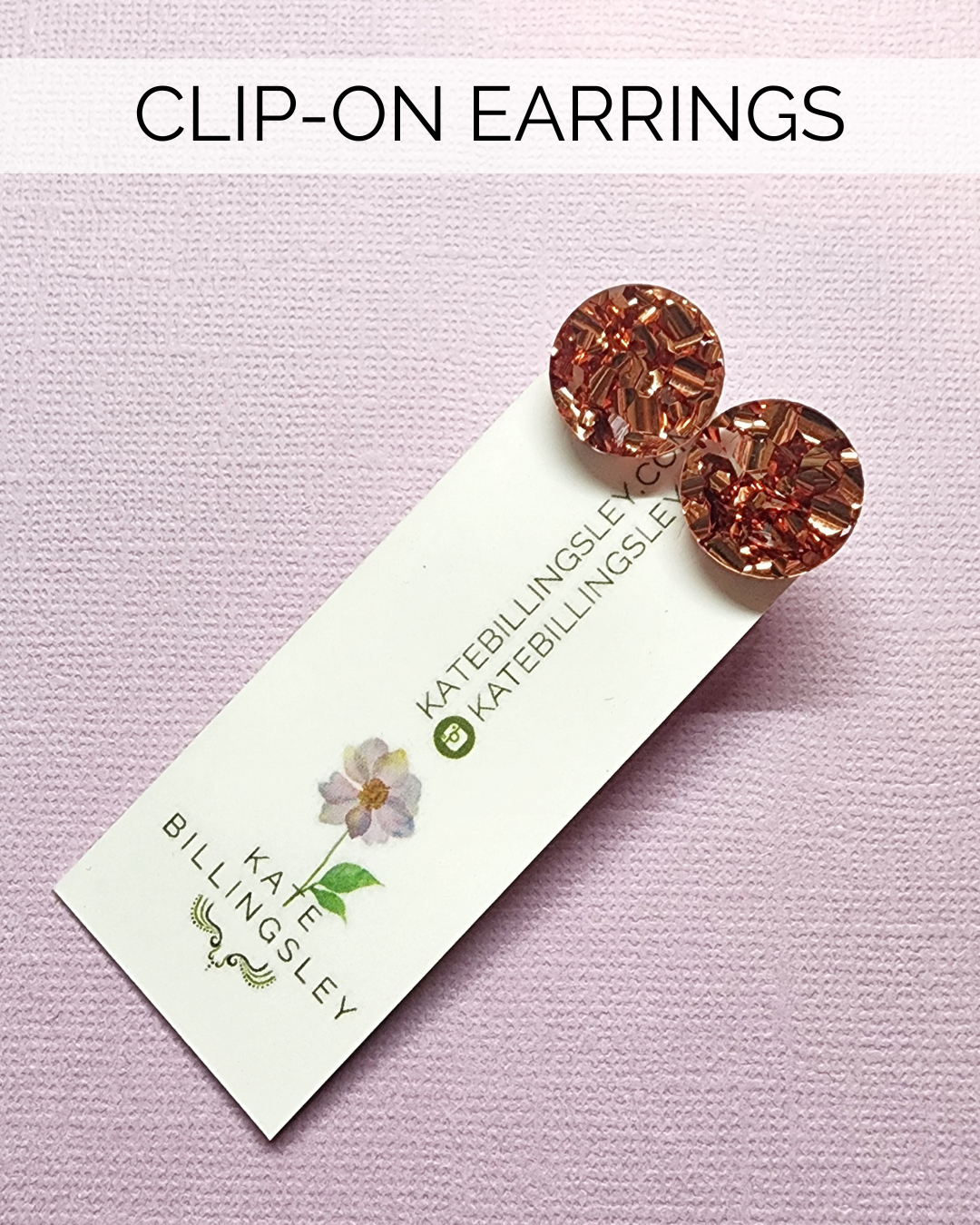 CLIP ON Orange Glitter Round Mini Clip-ons