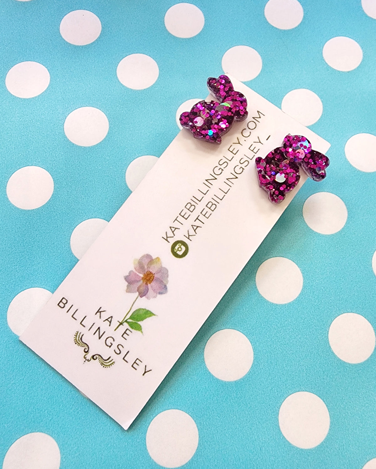 Purple Rabbit Glitter Studs