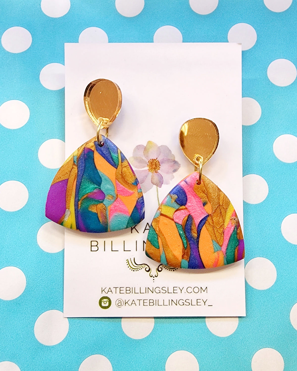 Multicolour Reuleaux Small Designer Dangles - Polymer Clay
