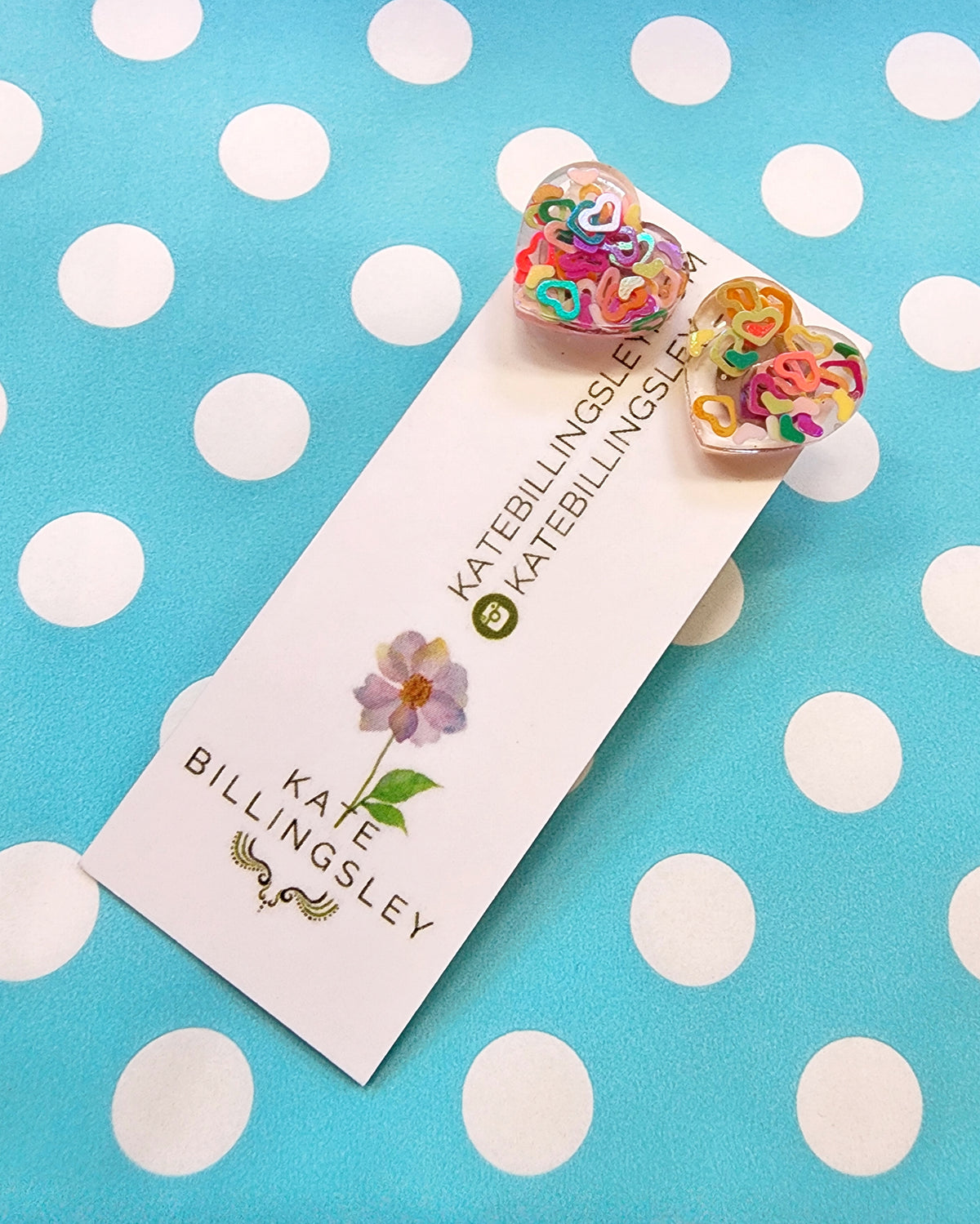 Pastel multicolour Glitter heart Studs
