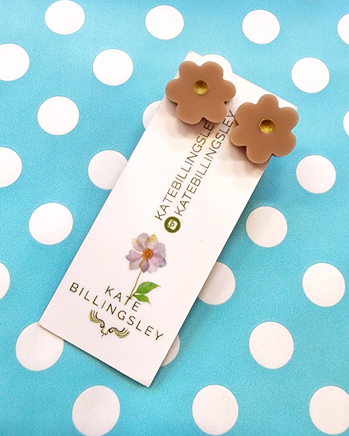 Tan Gold Daisy Studs