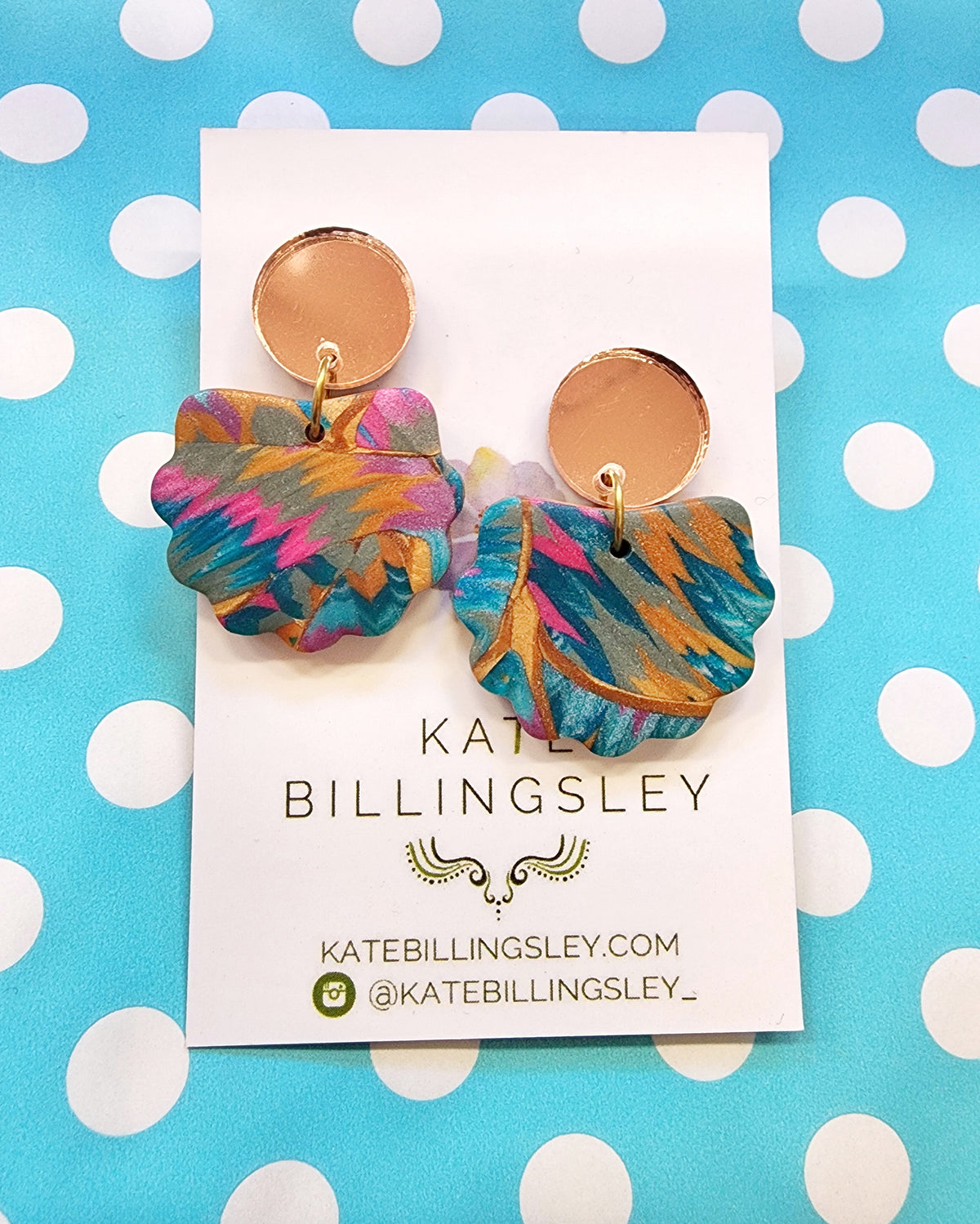 Teal Gold Lorelei Designer Dangles - Polymer Clay